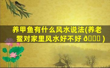 养甲鱼有什么风水说法(养老鳖对家里风水好不好 🐝 )